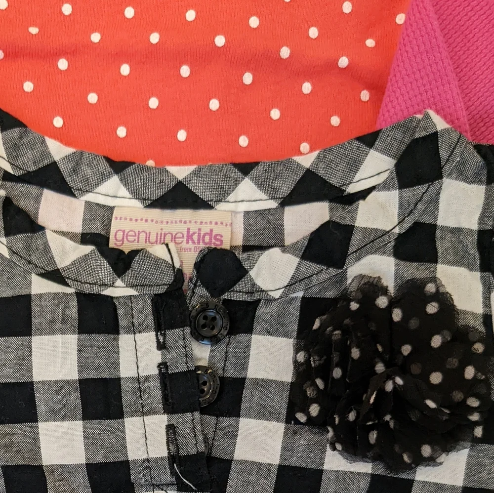 Girls size 12 months bundle of shirts pink, gingham, butterfly long sleeve